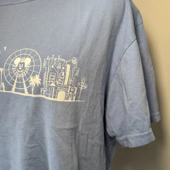 Disney Disneyland California Adventure Light Blue and White Graphic Tee Shirt - Picture 8 of 13